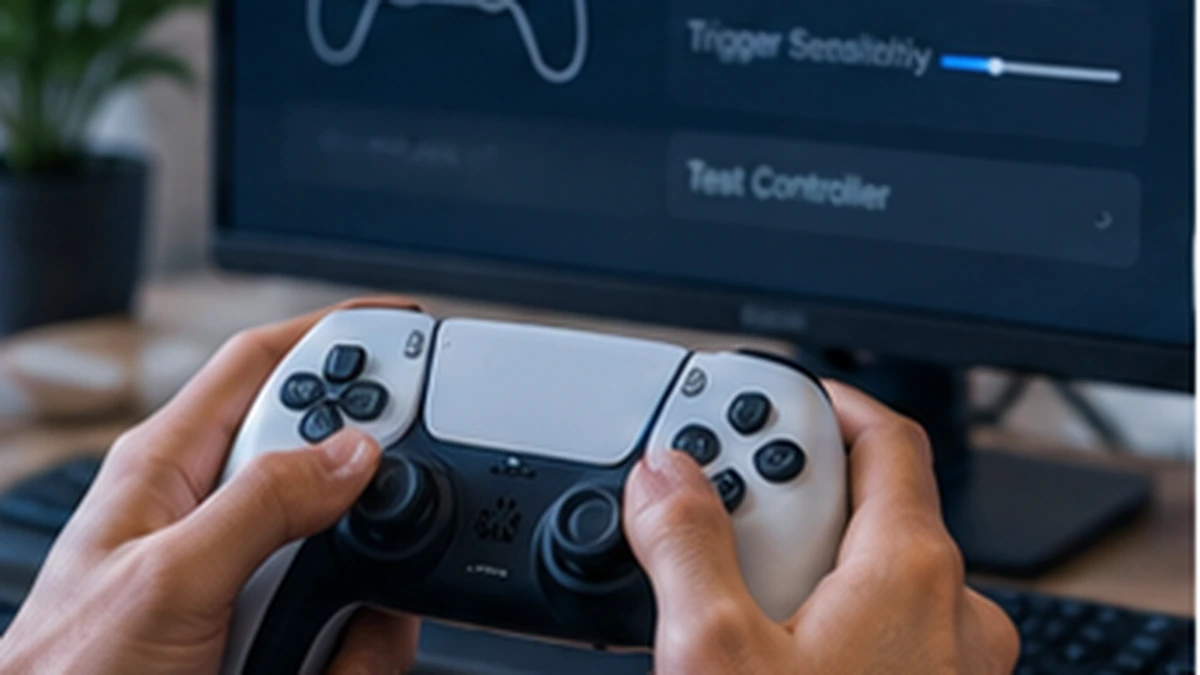 Realistic gaming scene illustrating game controller setup
